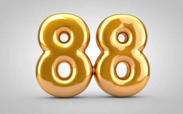 Gouden metalen ballon nummer 88 geïsoleerd op witte achtergrond. — Stockfoto