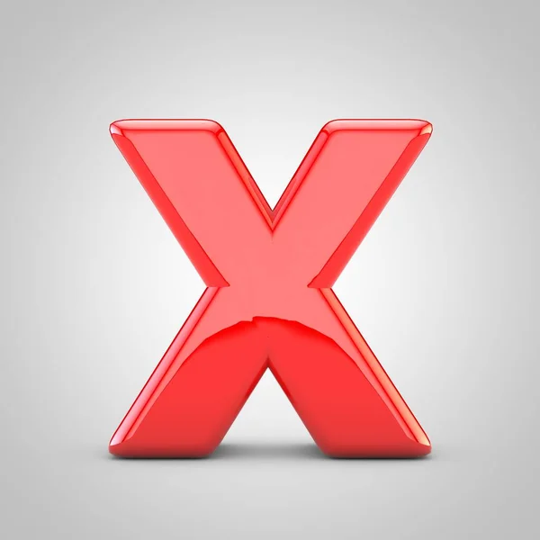 Huruf Merah 3D X uppercase Terisolasi Latar Belakang Putih — Stok Foto