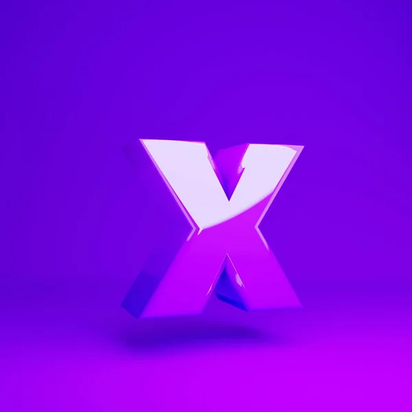 Letra violeta brillante X fondo violeta mate minúscula — Foto de Stock