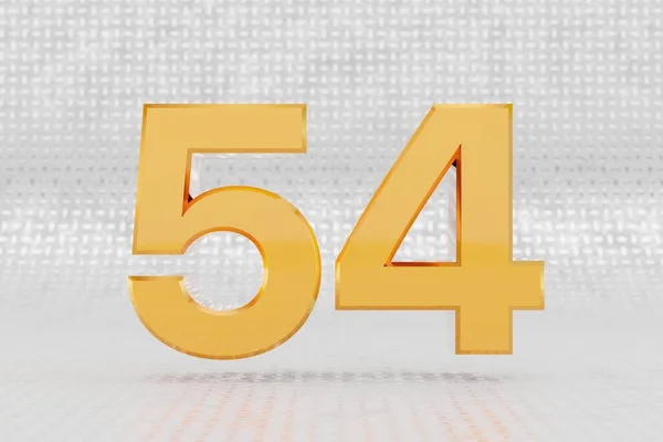 Yellow 3d number 54. Glossy yellow metallic number on metal floor background. 3d rendered font character. — Stock Photo, Image