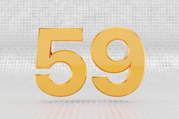 Gul 3d nummer 59. Glänsande gul metallic nummer på metallgolv bakgrund. 3D-konverterat teckensnitt. — Stockfoto