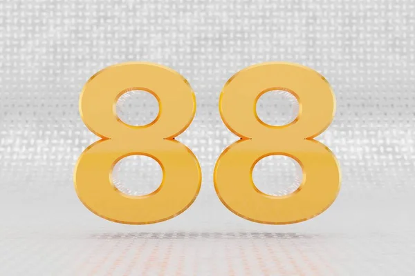 Yellow 3d number 88. Glossy yellow metallic number on metal floor background. 3d rendered font character. — Stock Photo, Image