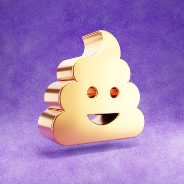 Kaka ikonu. Mor kadife arka planda izole edilmiş altın renkli kaka sembolü.