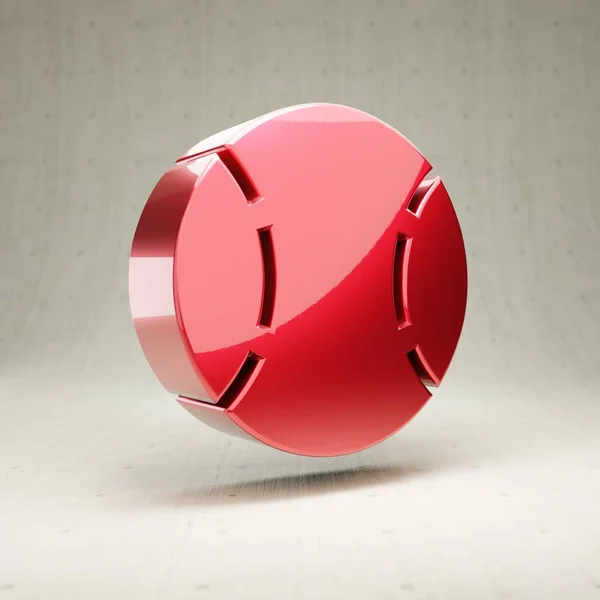 Ícone de bola de beisebol. Bola de beisebol metálico brilhante vermelho símbolo isolado no fundo de concreto branco. — Fotografia de Stock