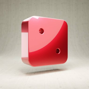 Zar İki simgesi. Beyaz beton arka planda izole edilmiş altın renkli Zar İki sembolü. Web sitesi için modern simge, sosyal medya, sunum, tasarım şablonu ögesi. 3 Boyutlu Hazırlama.