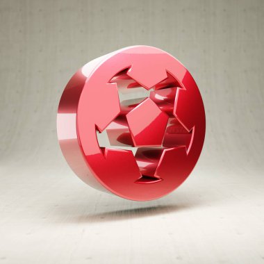 Futbol topu ikonu. Beyaz beton arka planda izole edilmiş altın parıltılı futbol topu sembolü. Web sitesi için modern simge, sosyal medya, sunum, tasarım şablonu ögesi. 3 Boyutlu Hazırlama.