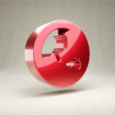 Dünya Asya ikonu. Beyaz beton arka planda izole edilmiş altın renkli Globe Asia sembolü. Web sitesi için modern simge, sosyal medya, sunum, tasarım şablonu ögesi. 3 Boyutlu Hazırlama.