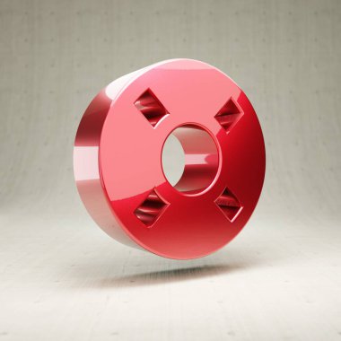 Yaşam Halkası simgesi. Beyaz beton zeminde izole edilmiş kırmızı metalik yaşam halkası sembolü.