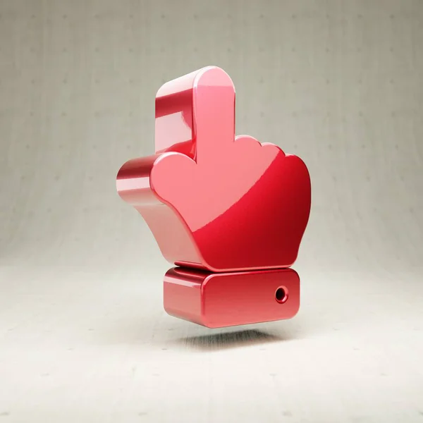 Ícone Hand Point Up. Vermelho brilhante metálico Hand Point Up símbolo isolado no fundo de concreto branco. — Fotografia de Stock