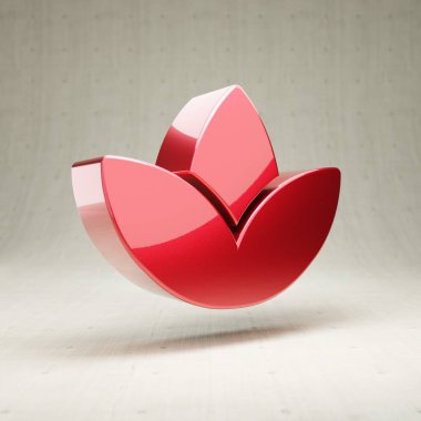 SPA ikonu. Beyaz beton arkaplanda izole edilmiş kırmızı parlak metalik SPA sembolü.