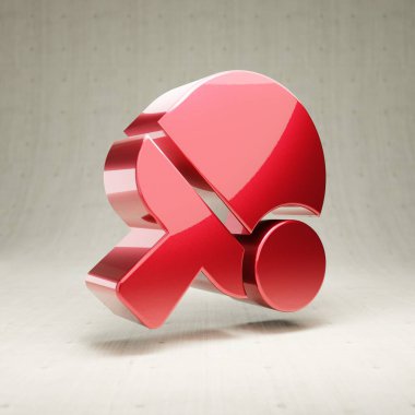 Masa tenisi ikonu. Beyaz beton arkaplanda izole edilmiş kırmızı parlak metalik masa tenisi sembolü.