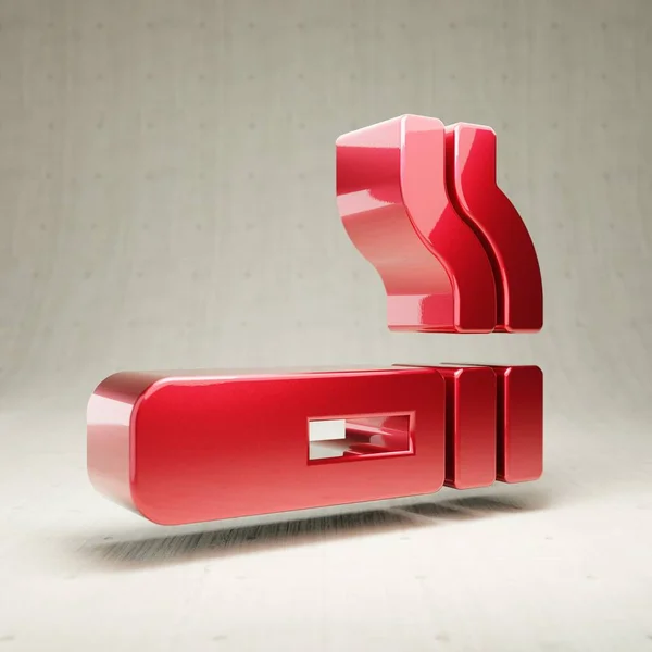 Raucher-Symbol. Rot glänzend metallisch Rauchersymbol isoliert auf weißem Betonhintergrund. — Stockfoto