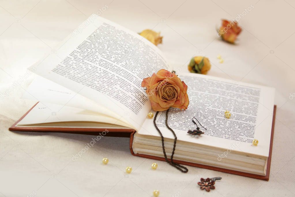 book dried rose retro