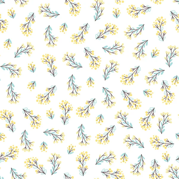 Seamless pattern with small flowers on white background. Simple flower vector background.