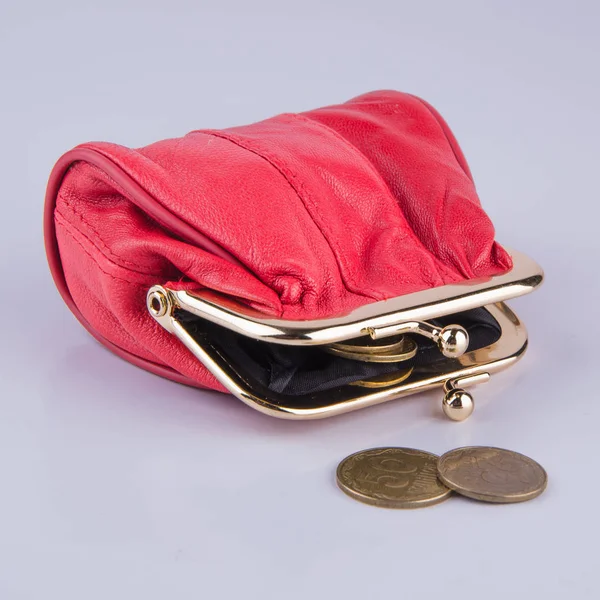 Damenhandtasche aus Leder rot für Münzen — Stockfoto