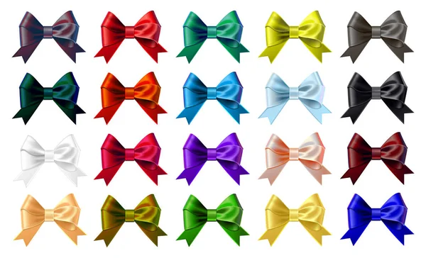 Realistic Illustration Set Colourful Bows Decoration Gifts Greetings Holidays — Stock Photo, Image