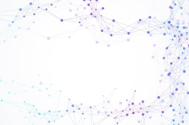 Bilimsel vektör çizim genetik mühendisliği ve gen manipülasyon kavramı. DNA sarmalı, Dna dizisi, molekül veya atom, nöronlar. Bilim veya tıbbi geçmişi için soyut yapı