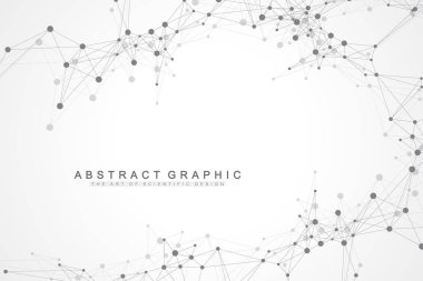Bağlantılı çizgi ve noktalar ile geometrik arka plan. Tasarımınız için grafik arka plan. Vektör çizim