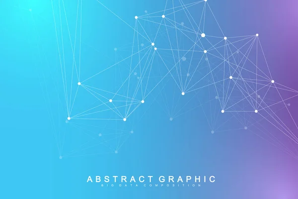 Fondo abstracto geométrico con línea y puntos conectados. Fondo gráfico para su diseño. Ilustración vectorial — Vector de stock