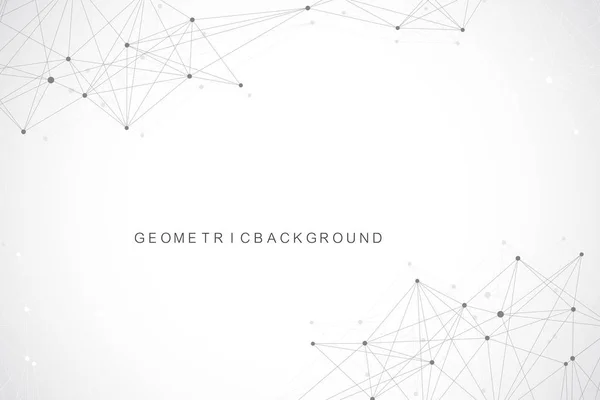 Fondo abstracto geométrico con línea y puntos conectados. Fondo gráfico para su diseño. Ilustración vectorial — Vector de stock
