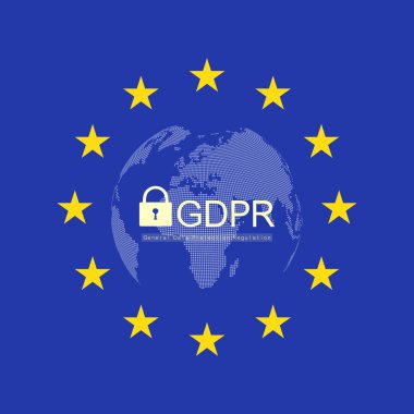Genel veri koruma yönetmeliği, Gdpr. Avrupa Gdpr kavramı flyer şablonu. Vektör çizim