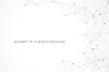 Bağlantılı çizgi ve noktalar ile geometrik arka plan. Tasarımınız için grafik arka plan. Vektör çizim