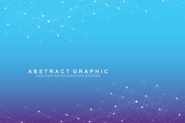 Bağlantılı çizgi ve noktalar ile geometrik arka plan. Tasarımınız için grafik arka plan. Vektör çizim