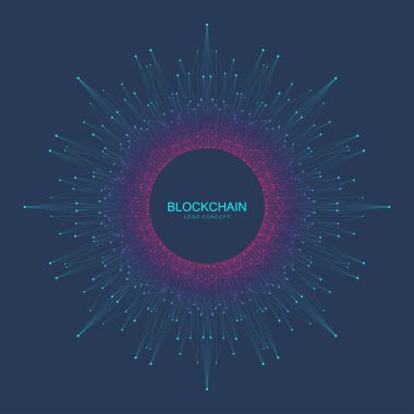 Blockchain Logo, üye, simge kavramı. Fraktal cryptocurrency veri banner tasarımı. Grafik soyut geometrik tasarım bloğu zinciri teknoloji iş işareti. Vektör çizim.