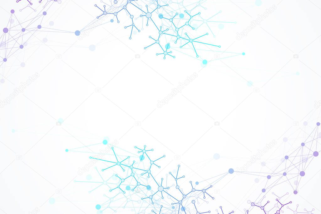 Scientific chemistry pattern. Structure molecule DNA research as concept. Science and technology background communication. Medical scientific backdrop for your design. Vector Illustration.