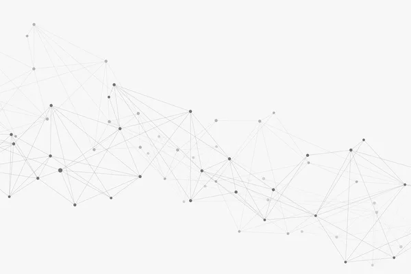 Geometrische grafische Hintergrundkommunikation. globale Netzwerkverbindungen. Drahtgestell-Komplex mit Verbindungen. Perspektivkulisse. digitale Datenvisualisierung. wissenschaftlicher kybernetischer Vektor — Stockvektor