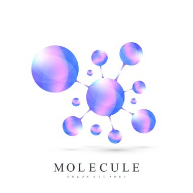 3D Logo simge dna molekülü, atom, gene, sinirsel, nöron. Tıp, bilim, teknoloji, kimya, biyoteknoloji için şablonu Logo vektör.