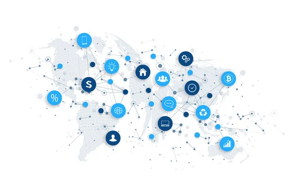 Internet de las cosas IoT y concepto de conexión de red vector de diseño. Concepto digital inteligente — Vector de stock