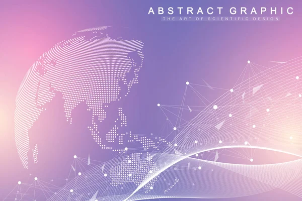 Visualización de macrodatos. Comunicación gráfica abstracta de fondo. Fondo de perspectiva. Arreglo mínimo. Visualización digital de datos. Representando el significado global e internacional. Ilustración vectorial . — Vector de stock