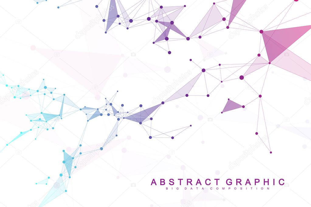 Big data visualization. Graphic abstract background communication. Perspective backdrop visualization. Analytical network complex. Vector illustration.