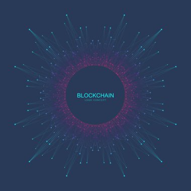 Blockchain Logo, üye, simge kavramı. Fraktal cryptocurrency veri banner tasarımı. Grafik soyut geometrik tasarım bloğu zinciri teknoloji iş işareti. Vektör çizim.