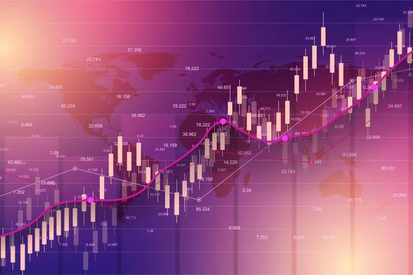 Aktiemarknaden eller forex handel graph-diagram lämplig för finansiella investeringar koncept. Ekonomi trender bakgrund för affärsidé. Abstrakta finans bakgrund. Vektorillustration. — Stock vektor