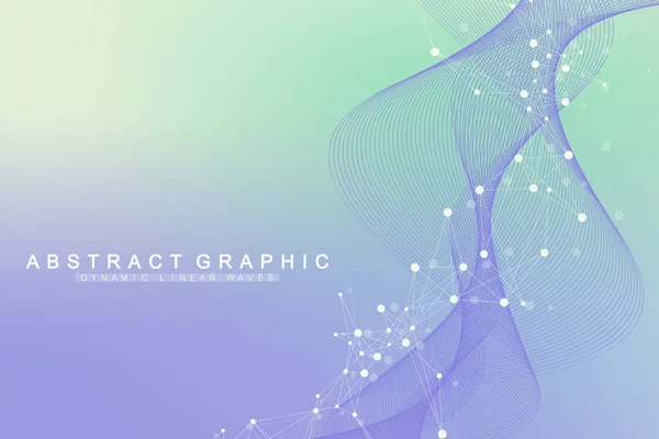 Ilustración de vectores científicos ingeniería genética y concepto de manipulación genética. Hélice de ADN, hebra de ADN, molécula o átomo, neuronas. Estructura abstracta para la ciencia o los antecedentes médicos — Vector de stock