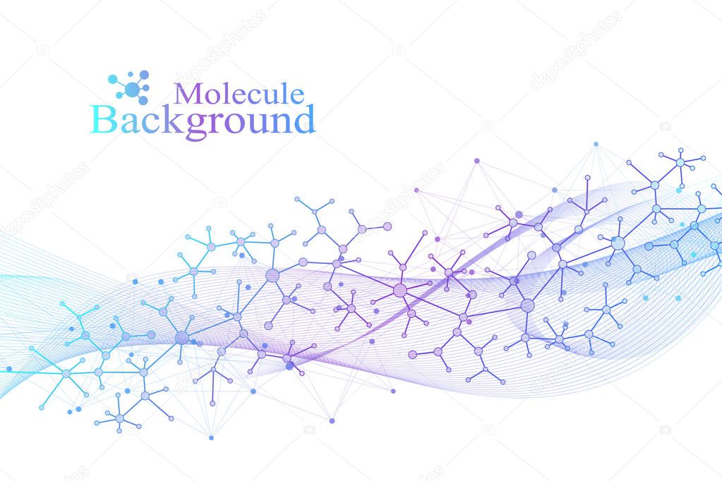 Scientific vector illustration genetic engineering and gene manipulation concept. DNA helix, DNA strand, molecule or atom, neurons. Abstract structure for Science or medical background