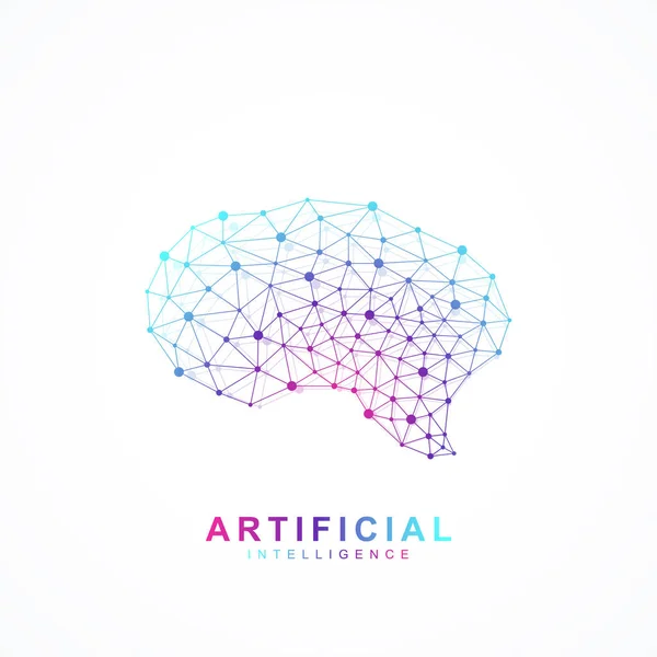 Concepto de logo del cerebro de inteligencia artificial. Idea creativa concepto diseño cerebro logo vector icono . — Archivo Imágenes Vectoriales