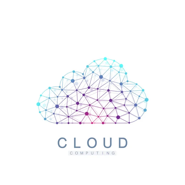 Cloud computing logo concept. Database storage services web technology banner. Creative idea concept design Cloud computing vector icon. — Stock Vector