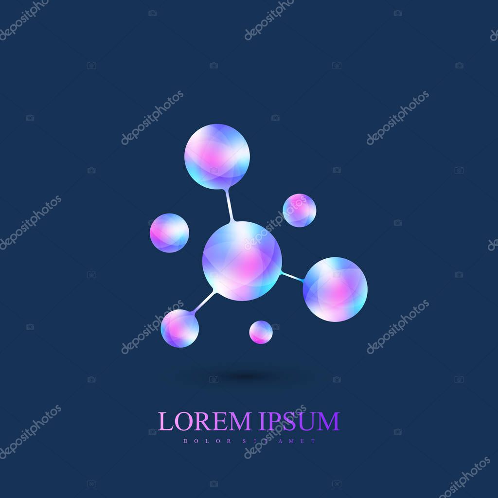 3D Logotype icon dna, molecule atom gene neural neuron. Vector template Logo for medicine, science, technology, chemistry, biotechnology