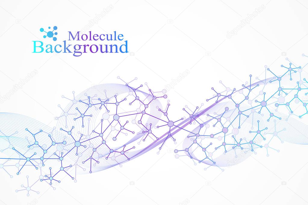 Genetic engineering and gene manipulation vector illustration concept. DNA helix, DNA strand, molecule or atom, neurons. Abstract molecule structure for Science or medical background.