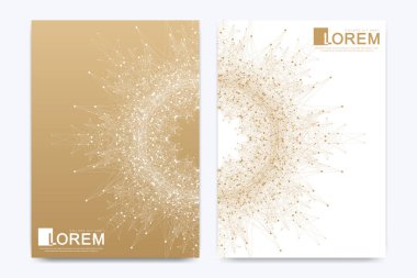 Modern vector template for brochure leaflet flyer cover catalog magazine or annual report. Golden layout in A4 size. Business, science and technology design book layout. Presentation with mandala. clipart