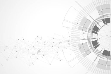 Bağlantılı çizgi ve noktalar ile teknoloji arka plan. Büyük veri görselleştirme. Perspektif zemin görselleştirme. Analitik ağlar. Vektör çizim.