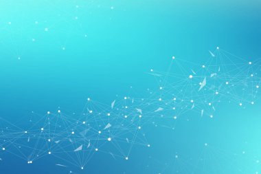 Bağlantılı çizgi ve noktalar ile teknoloji arka plan. Büyük veri görselleştirme. Perspektif zemin görselleştirme. Analitik ağlar. Vektör çizim.