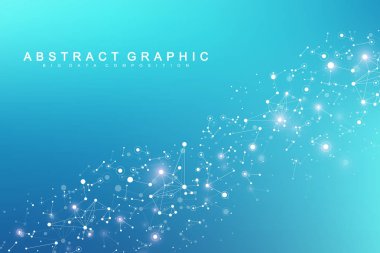 Bağlantılı çizgi ve noktalar ile teknoloji arka plan. Büyük veri görselleştirme. Perspektif zemin görselleştirme. Analitik ağlar. Vektör çizim.