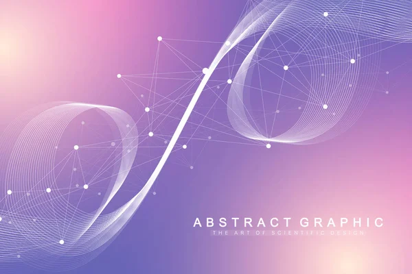 Ilustrație vectorială științifică inginerie genetică și concept de manipulare genetică. Helix ADN, catena ADN, molecula sau atom, neuroni. Structura abstractă pentru știință sau fundal medical. Flux de valuri — Vector de stoc