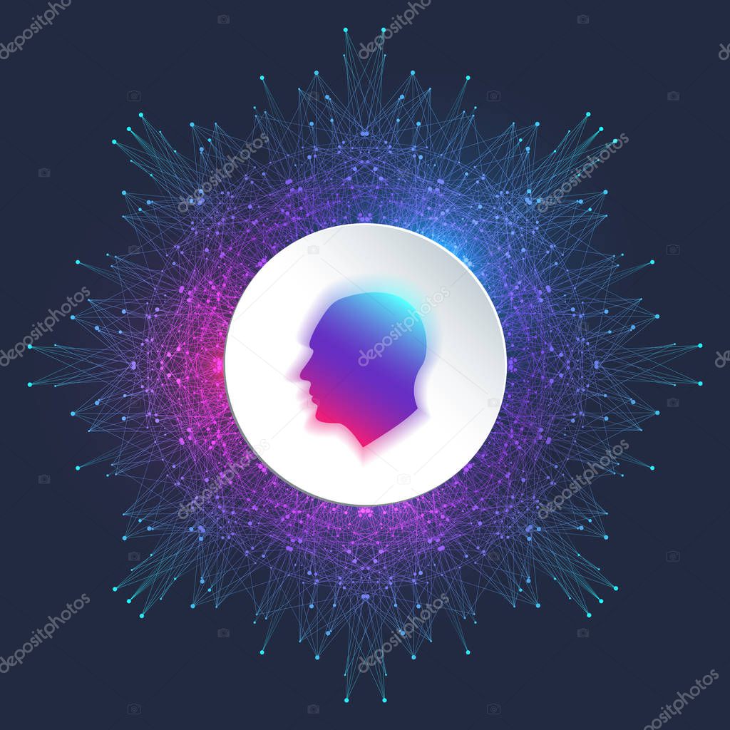 Artificial Intelligence Logo. Artificial Intelligence and Machine Learning Concept. Vector symbol AI. Neural networks. Deep learning and future technology concept design