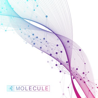 Bilimsel vektör çizim genetik mühendisliği ve gen manipülasyon kavramı. DNA sarmalı, Dna dizisi, molekül veya atom, nöronlar. Soyut yapı bilim ya da tıbbi geçmişi için. Dalga akışı