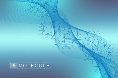Bilimsel vektör çizim genetik mühendisliği ve gen manipülasyon kavramı. DNA sarmalı, Dna dizisi, molekül veya atom, nöronlar. Soyut yapı bilim ya da tıbbi geçmişi için. Dalga akışı